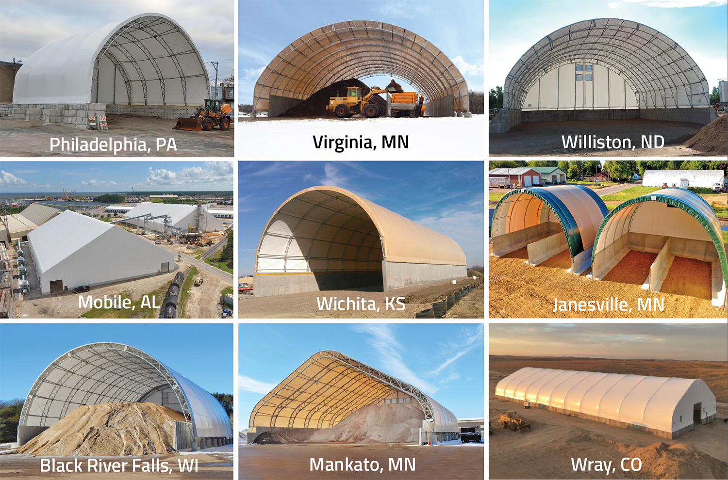 Our salt shed storage fabric buildings across the US